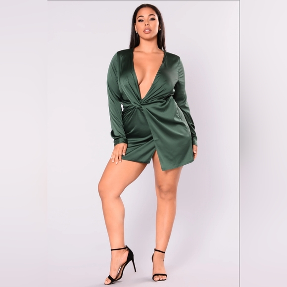 Fashion Nova Sugar Free Dress - Hunter Green, Size 1X - Picture 5 of 8